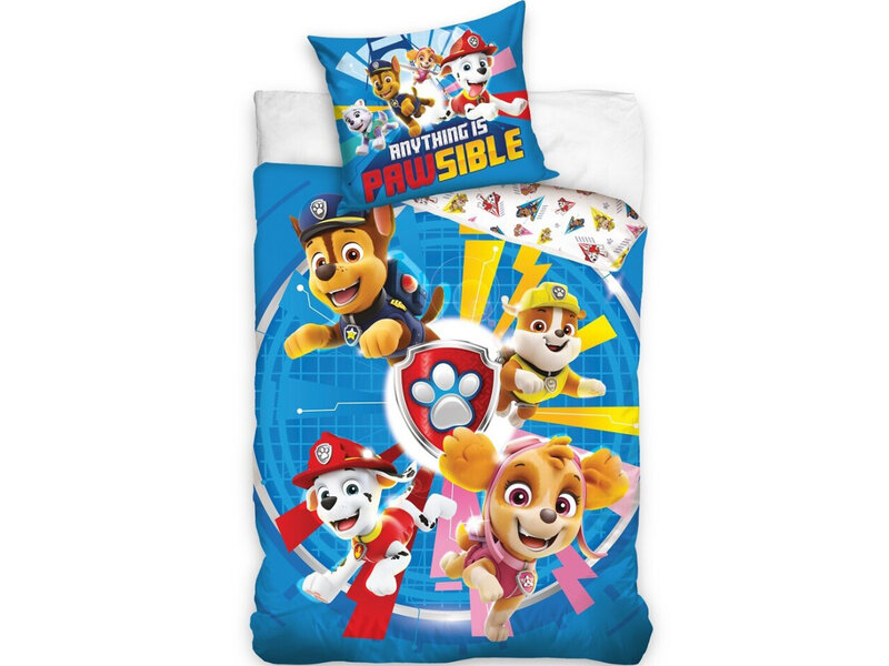 PAW Patrol Bettbezug, Anything is Pawsible – Einzelbett – 140 x 200 cm – Polycotton