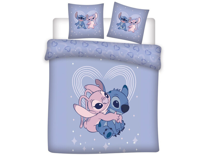 Disney Lilo & Stitch Housse de couette Ange amour - Lits Jumeaux - 240 x 220 cm - Coton
