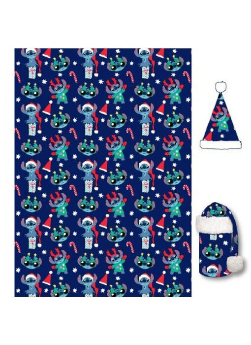 Disney Lilo & Stitch Fleeceplaid mit Mütze Weihnachten 100 x 140 cm Polyester