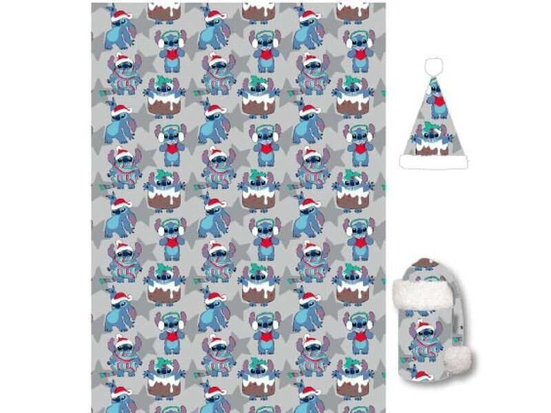 Disney Lilo & Stitch Fleece plaid + Hat, Winter - 100 x 140 - Polyester