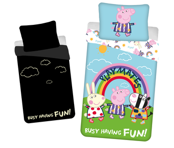 Peppa Pig Dekbedovertrek Playmates Glow in the Dark 140 x 200 cm + 70 x 90 cm Katoen