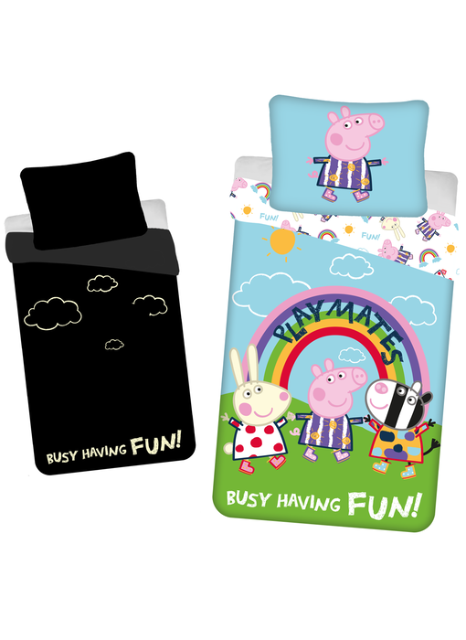 Peppa Pig Bettbezug Playmates Glow in the Dark 140 x 200 cm + 70 x 90 cm Baumwolle