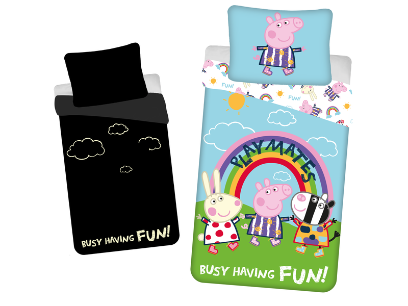 Peppa Pig Dekbedovertrek Glow in the Dark Playmates - Eenpersoons - 140 x 200 cm  - Katoen