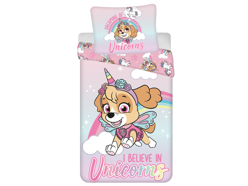 PAW Patrol Bettbezug „I Believe in Unicorns“ – Einzelbett – 140 x 200 cm – Baumwolle