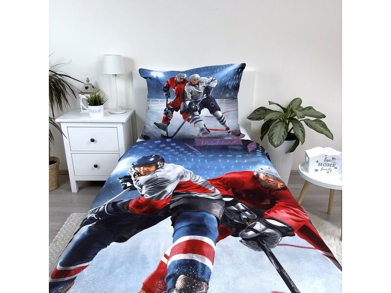 Sweet Home Housse de couette Hockey sur glace - Simple - 140 x 200 cm - Polyester