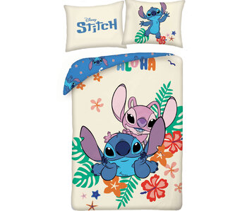 Disney Lilo & Stitch Housse de couette Aloha Love 140 x 200 cm + 70 x 90 cm Coton