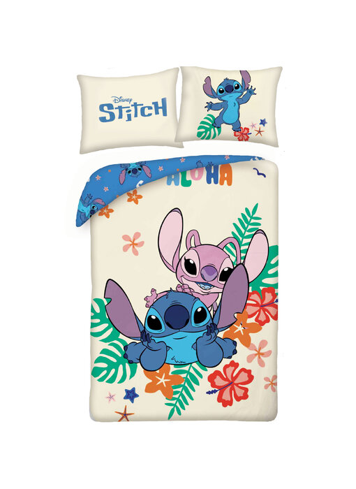 Disney Lilo & Stitch Bettbezug Aloha Love 140 x 200 cm + 70 x 90 cm Baumwolle