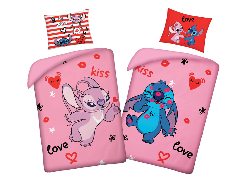 Disney Lilo & Stitch Bettbezug, Be Mine – Einzelbett – 140 x 200 cm – Baumwolle