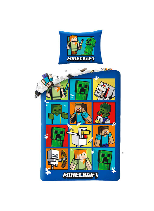 Minecraft Bettbezug Creepers 140 x 200 cm + 70 x 90 cm Baumwolle