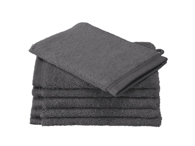 De Witte Lietaer Washandjes Contessa, Dark Grey - 16 x 21 cm - 6 stuks - Katoen