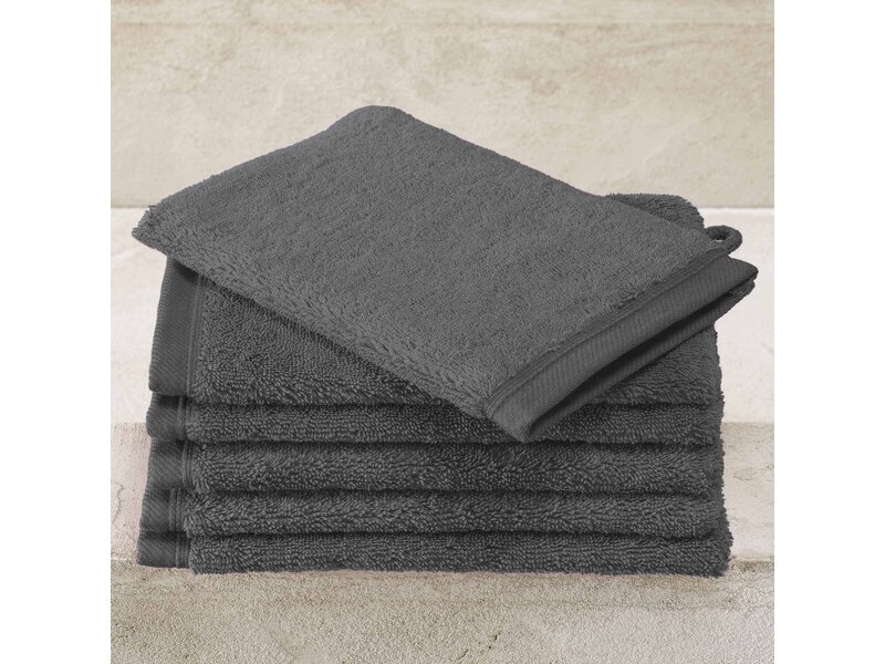 De Witte Lietaer Washandjes Contessa, Dark Grey - 16 x 21 cm - 6 stuks - Katoen