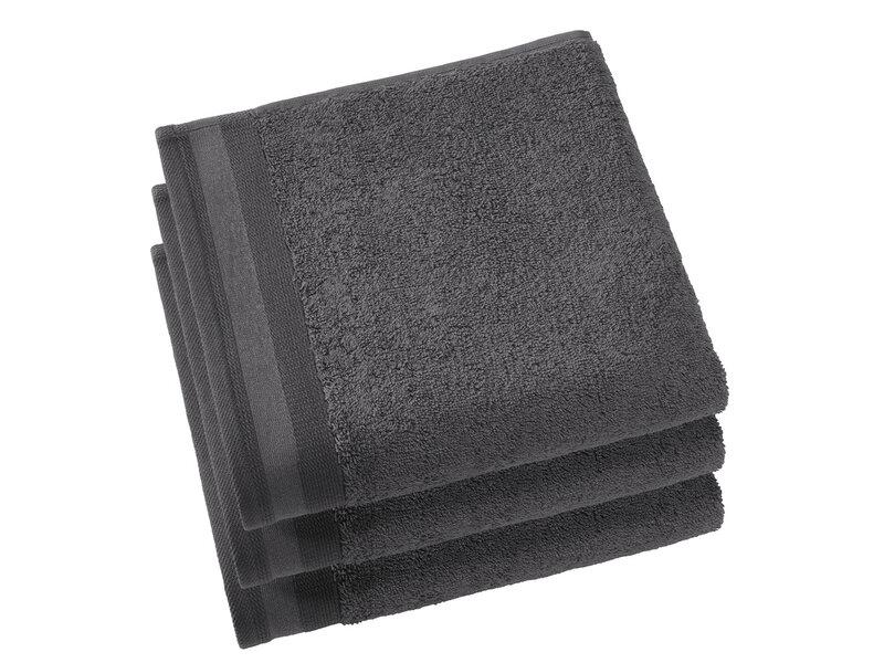 De Witte Lietaer Towels Contessa, Dark Grey - 50 x 100 cm - 3 pieces - Cotton