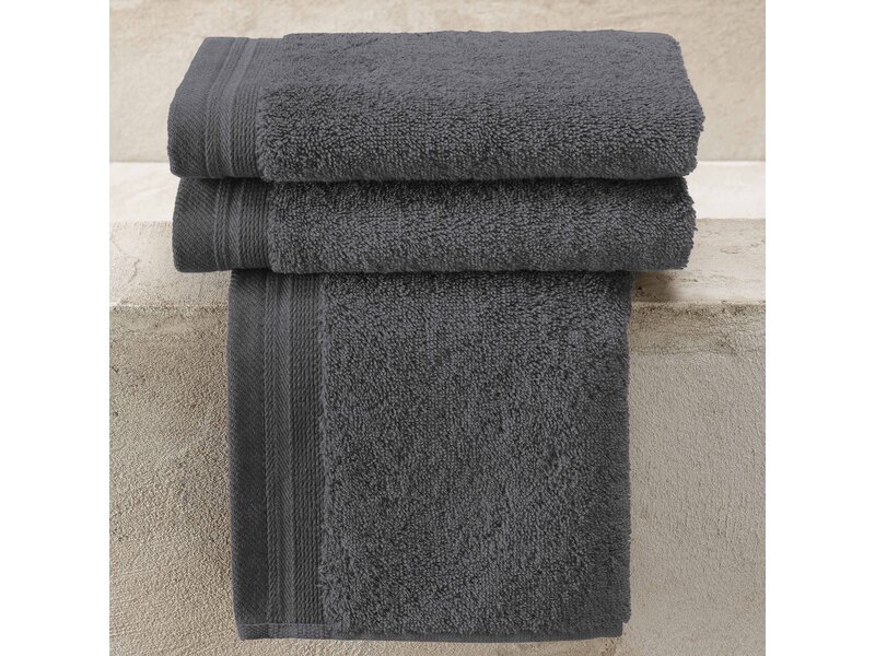 De Witte Lietaer Guest towels Contessa, Dark Gray - 40 x 60 cm - 3 pieces - Cotton