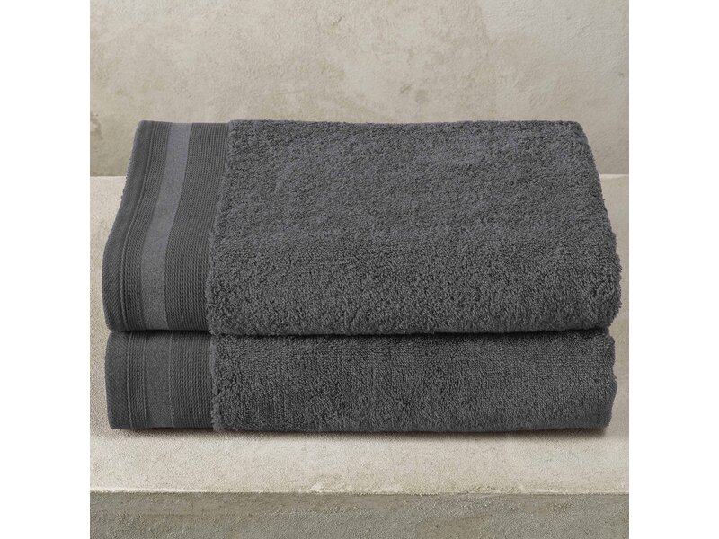 De Witte Lietaer Bath towel Contessa, Dark Gray - 70 x 140 cm - 2 pieces - Cotton