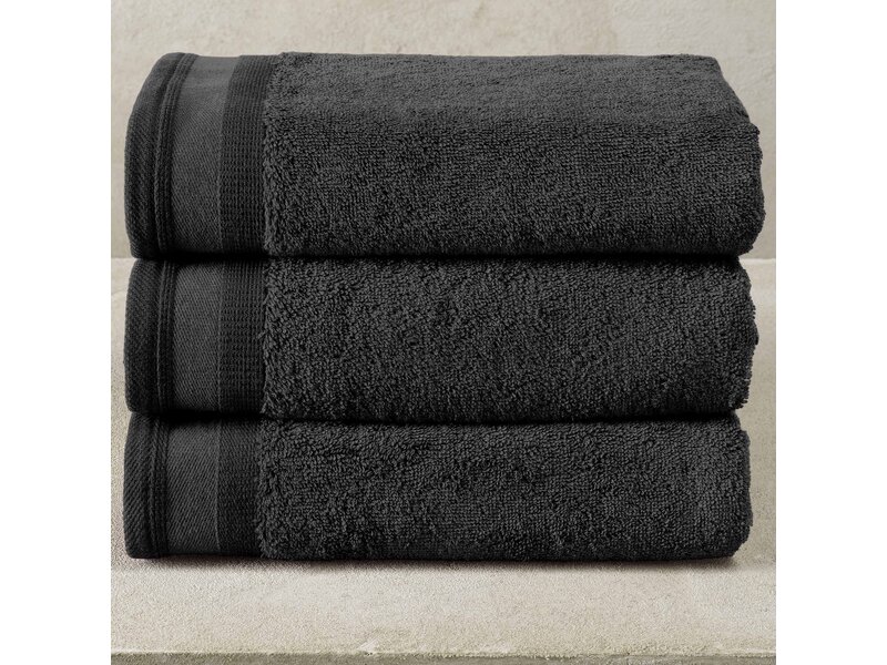 De Witte Lietaer Towels Contessa, Black - 50 x 100 cm - 3 pieces - Cotton