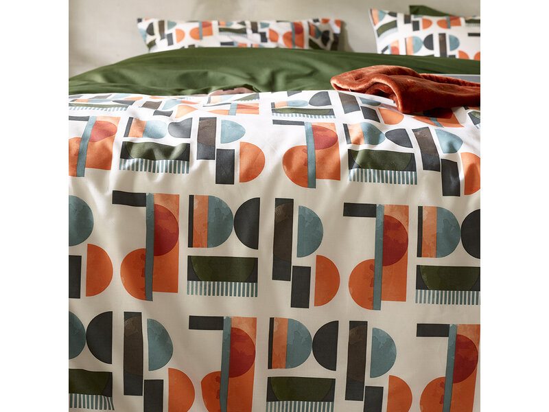 De Witte Lietaer Duvet cover Lisboa, Grenoble Green - 140 x 200/220 - Cotton Percale