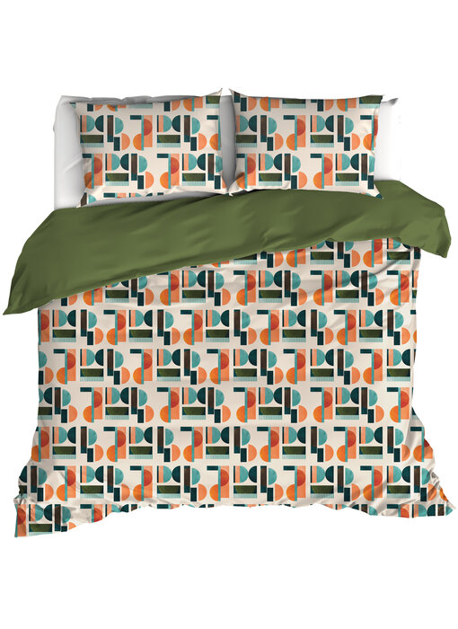 De Witte Lietaer Housse de couette Lisboa, Grenoble Green 200 x 200/220 cm Percale de Coton