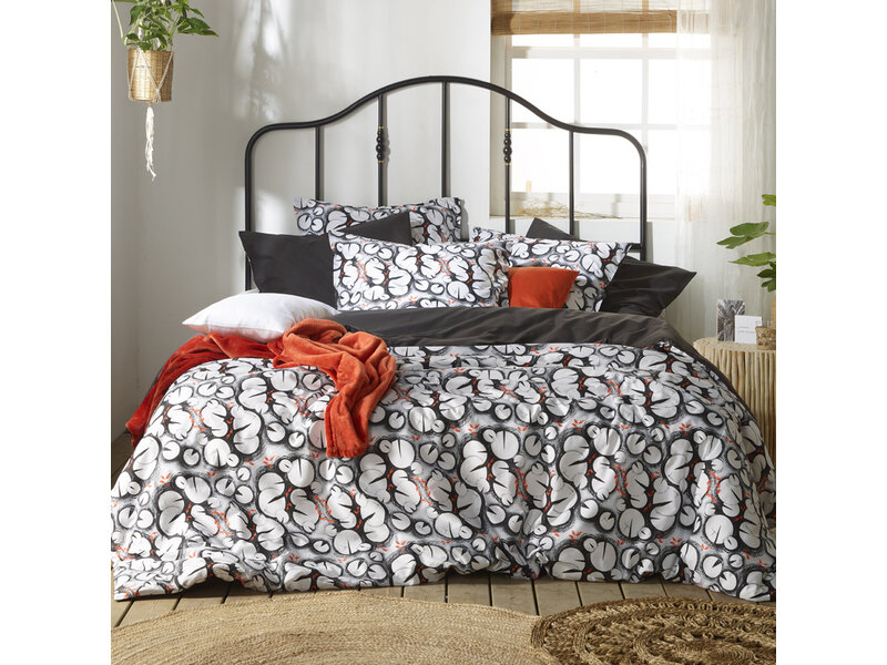 De Witte Lietaer Duvet cover Lilypad, Black - 260 x 240 - Cotton Percale