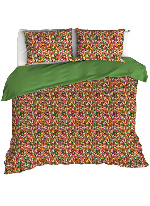 De Witte Lietaer Housse de couette Flowerpower,Green Bee 260 x 240 cm Percale de Coton