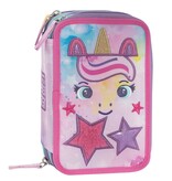 Mofu Mofu Filled Pencil Case, Unicorn (3 zippers) - 20 x 13 x 7 cm - Polyester