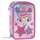 Trousse remplie, Licorne (3 fermetures éclair) 20 x 13 x 7 cm Polyester