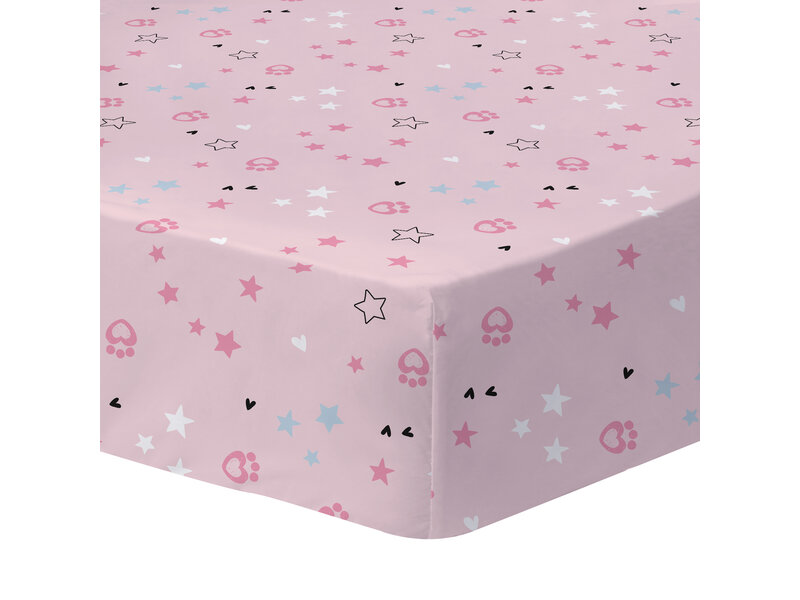 Gabby's poppenhuis Fitted sheet Hearts - Single - 90 x 190/200 cm - Cotton