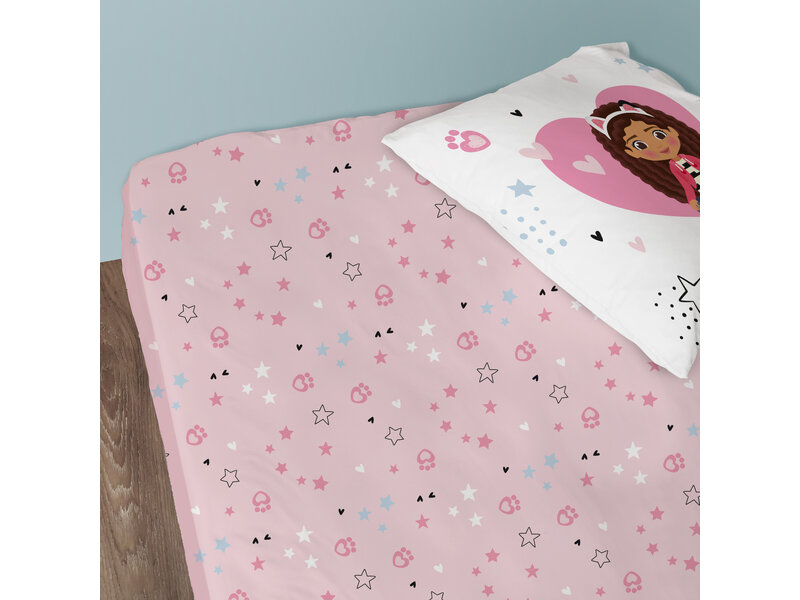 Gabby's poppenhuis Hoeslaken Hearts - Eenpersoons - 90 x 190/200 cm - Katoen