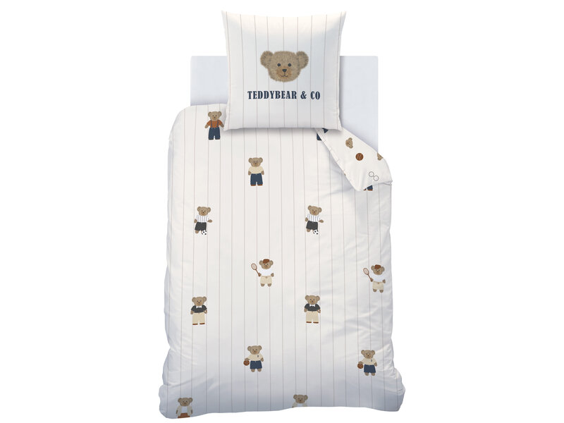 Matt & Rose Bettbezug, Teddybär – Einzelbett – 140 x 200 + 63 x 63 cm – Baumwolle