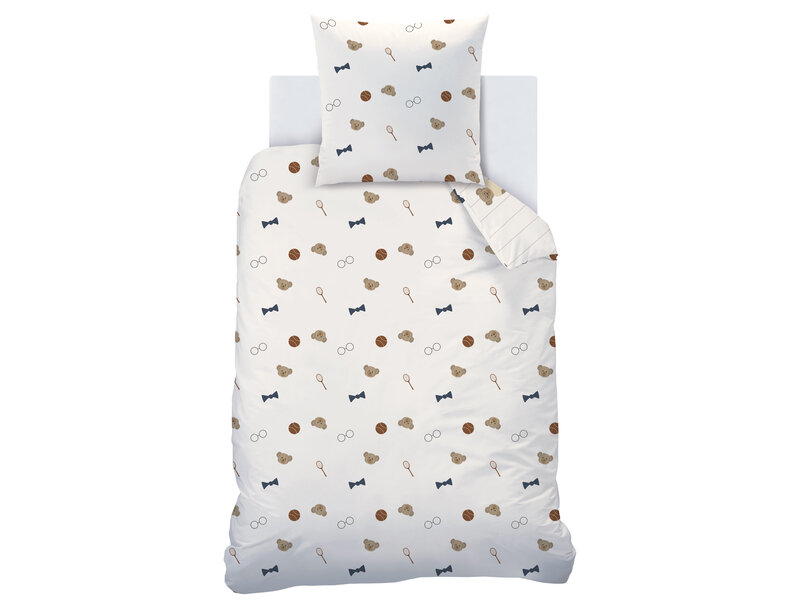 Matt & Rose Bettbezug, Teddybär – Einzelbett – 140 x 200 + 63 x 63 cm – Baumwolle