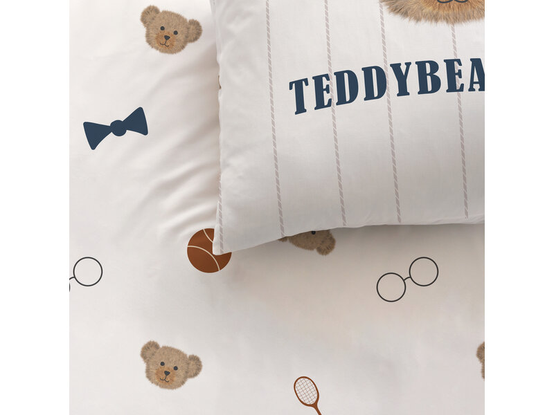 Matt & Rose Bettbezug, Teddybär – Einzelbett – 140 x 200 + 63 x 63 cm – Baumwolle