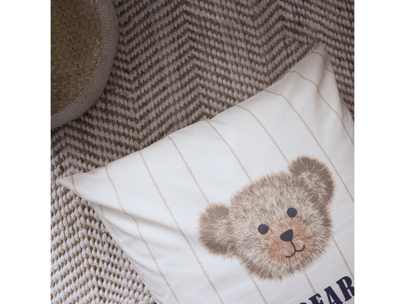 Matt & Rose Bettbezug, Teddybär – Einzelbett – 140 x 200 + 63 x 63 cm – Baumwolle