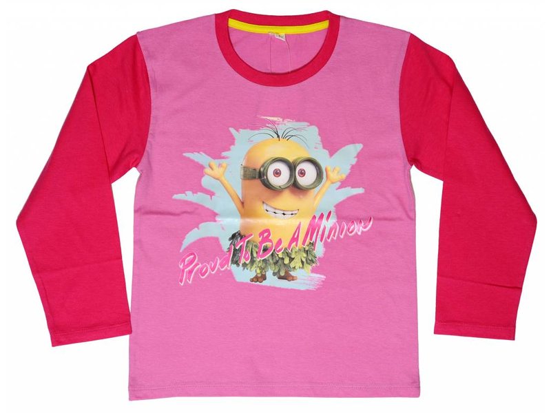 Minions Fier - shirt filles manches longues - huit ans - rose