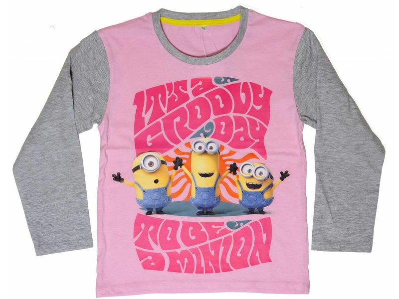 Minions Groovy Day - shirt filles manches longues - huit ans - Rose