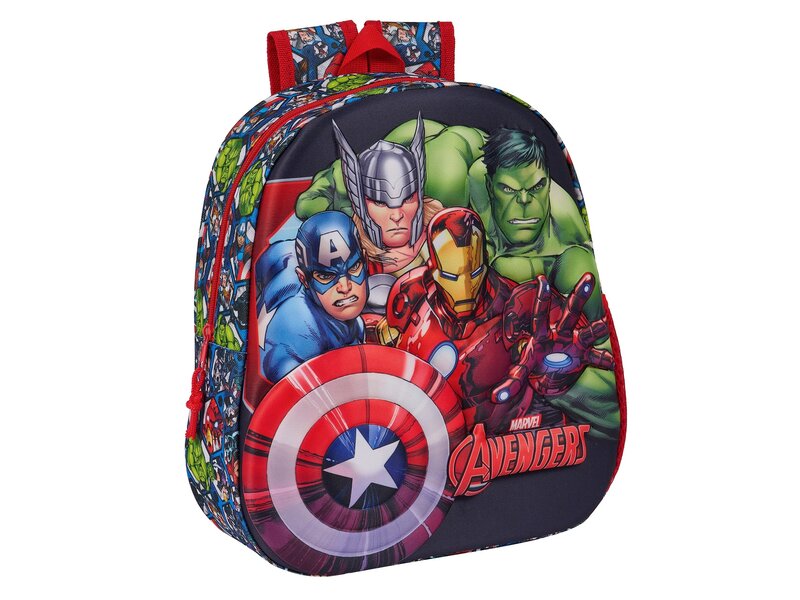 Marvel Avengers Backpack, 3D Hero - 33 x 27 x 10 cm - Polyester