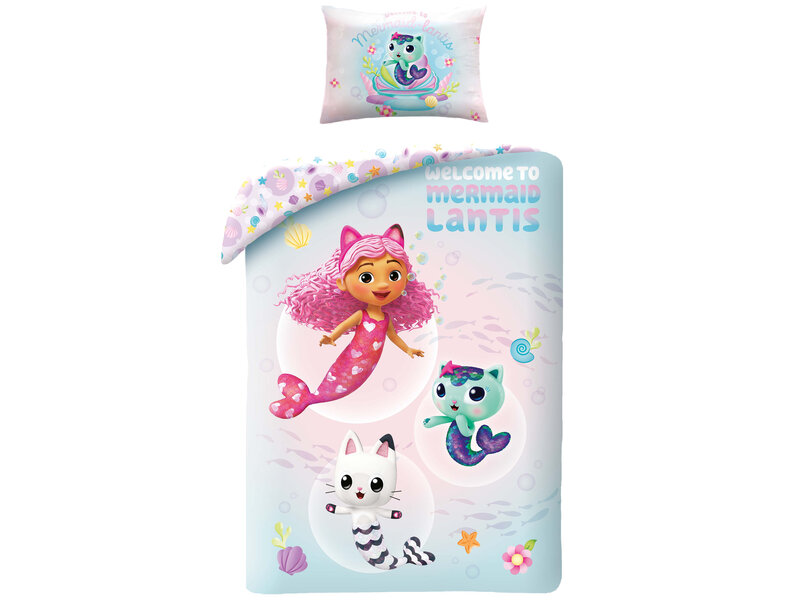 Gabby's poppenhuis BABY Bettbezug, Meerjungfrau-Lantis – 100 x 135 cm + 60 x 40 cm – Baumwolle