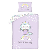 Unicorn BABY Bettbezug, Have a Nice Day – 100 x 135 cm + 60 x 40 cm – Baumwolle