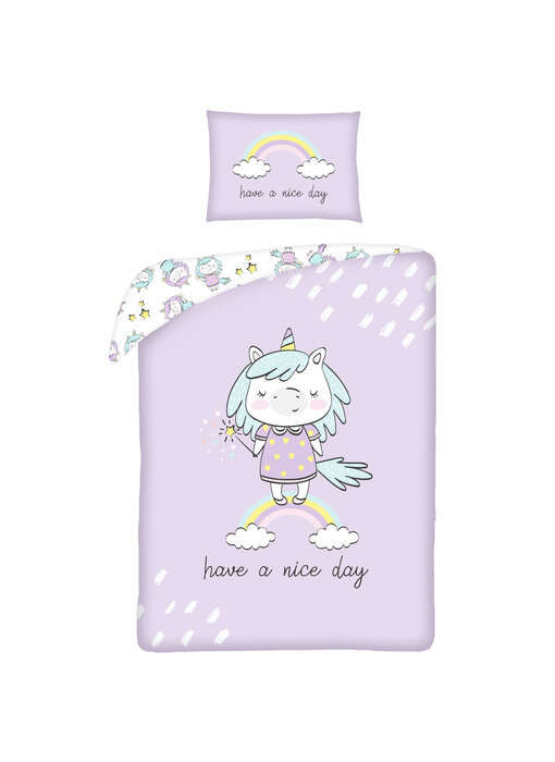 Unicorn BÉBÉ Housse de couette Have a Nice Day 100 x 135 cm Coton