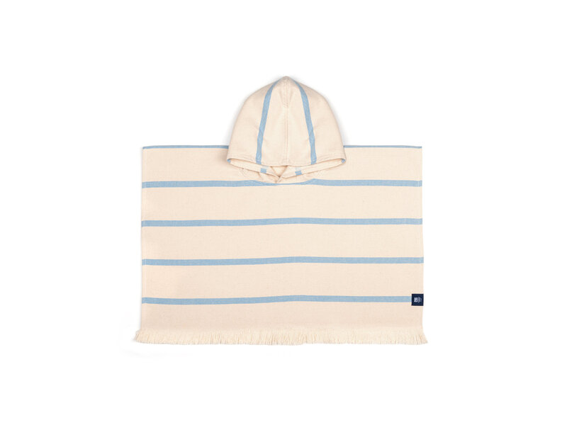 Torres Novas 1845 Kleinkinder-Poncho / Badeumhang, Boa Nova Blue - 2 bis 4 Jahre - Baumwolle