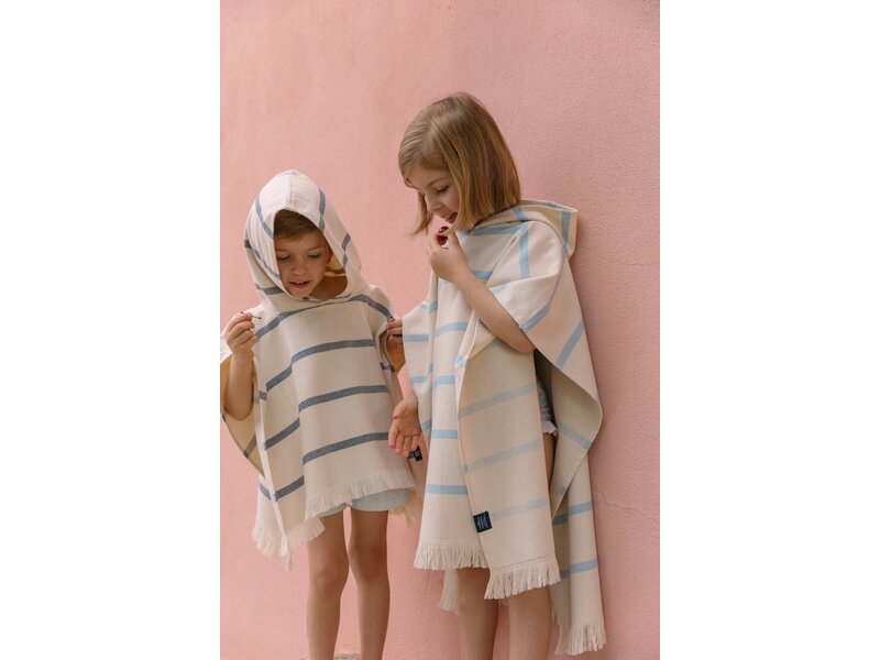 Torres Novas 1845 Kleinkinder-Poncho / Badeumhang, Boa Nova Blue - 2 bis 4 Jahre - Baumwolle