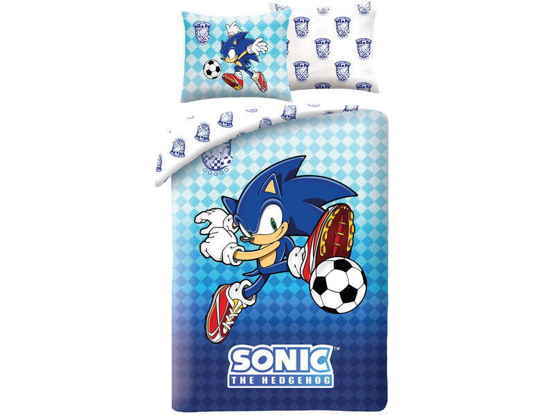 Sonic Bettbezug, Fußball – 140 x 200 + 70 x 90 cm – Polyester