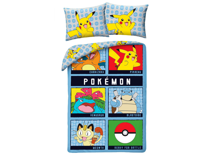 Pokémon Dekbedovertrek, Battle - 140 x 200 cm + 70 x 90 cm - Katoen