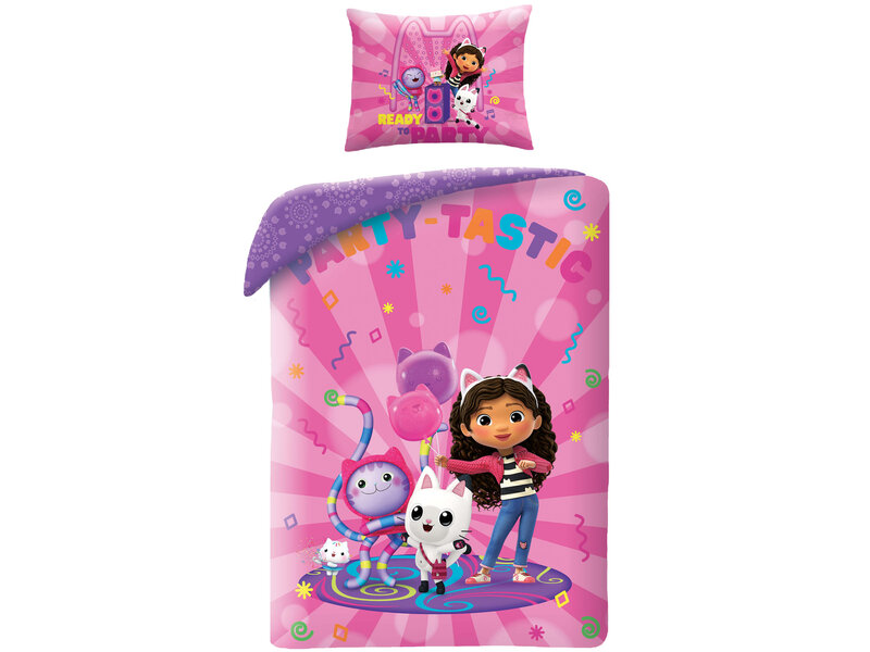 Gabby's poppenhuis Housse de couette BÉBÉ, Party-Tastic - 100 x 135 cm + 60 x 40 cm - Coton