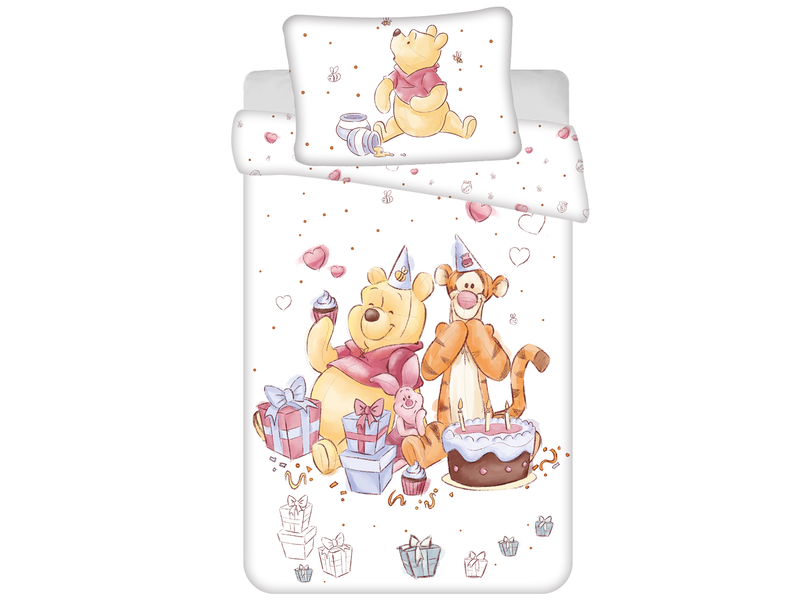 Disney Winnie the Pooh Housse de couette BÉBÉ, Party - 135 x 100 + 40 x 60 cm - Coton