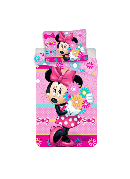 Disney Minnie Mouse Bettbezug Blumen 140 x 200 cm + 60 x 80 cm Baumwolle