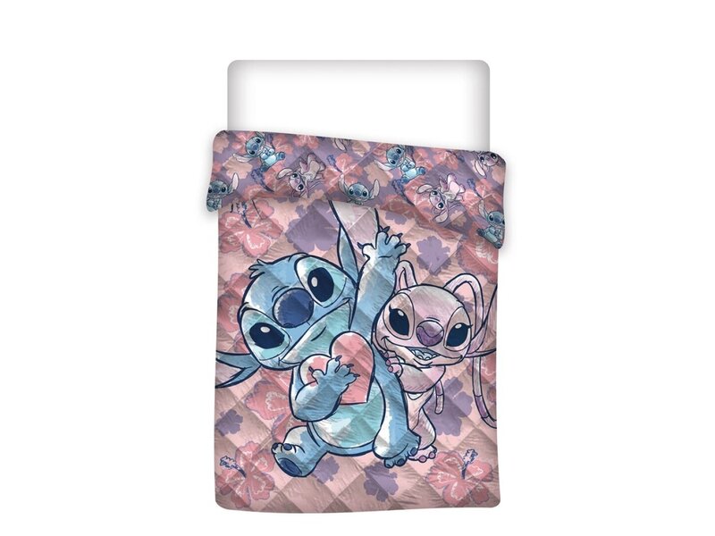Disney Lilo & Stitch Tagesdecke, Stich und Engel - 140 x 200 cm - Polyester
