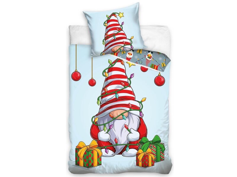 Kerst Housse de couette, Christmas Gnome - Simple - 140 x 200 + 60 x 70 cm - Coton