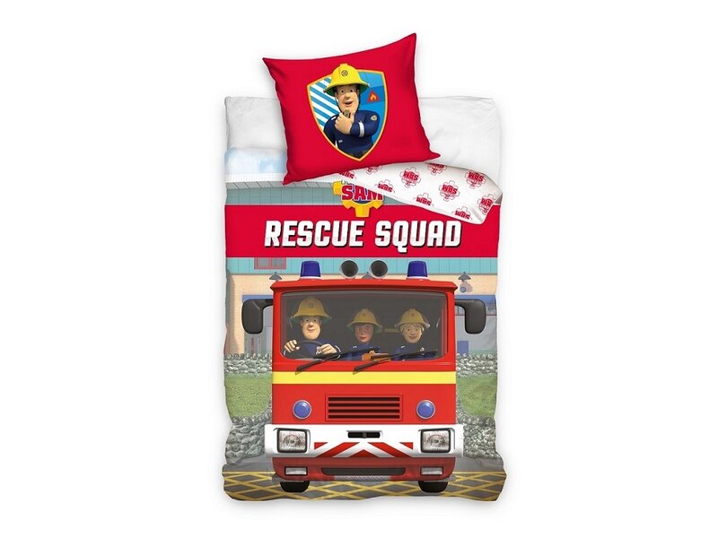 Brandweerman Sam Bettbezug, Rescue Squad – Einzelbett – 140 x 200 + 60 x 70 cm – Baumwolle