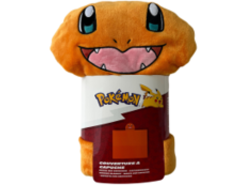 Pokémon Couverture polaire avec capuche, Charmander - 120 x 150 cm - Polyester