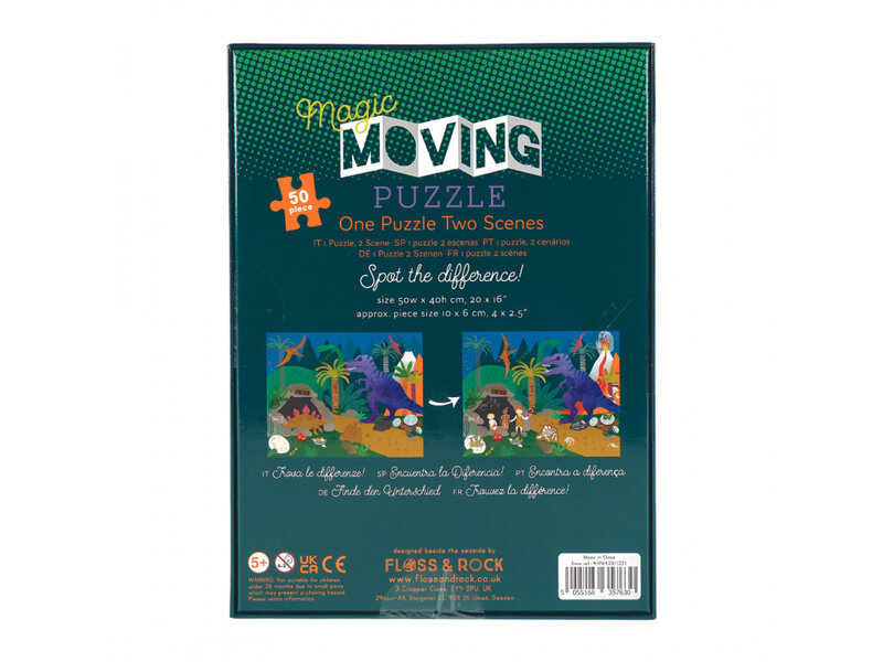 Floss & Rock Puzzle, Dino - 50 pieces - approx. 50 x 40 cm - 3D effect