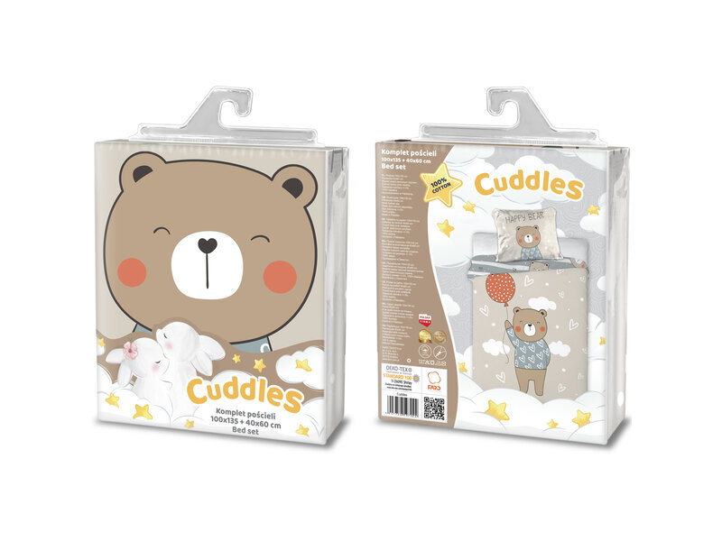 Cuddles BABY-/Kleinkind-Bettbezug, Bär - 100 x 135 cm / 40 x 60 cm - Baumwolle